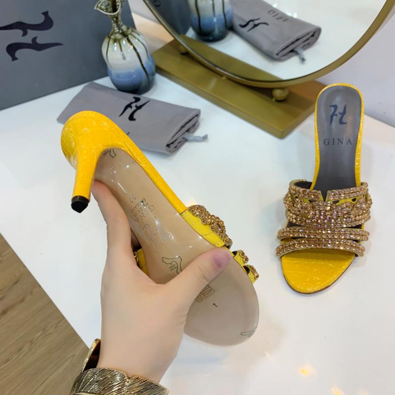 Brand new women's slipper sandal shoes gina ladies high heels 8.5 cm sandal shoes with diamond 6 colors high quality !