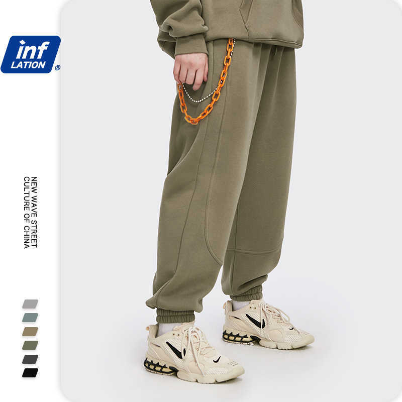 INFLATION Loose Fit Men Fleece Sweatpant Winter Warm Joggers Pants Unisex Elastic Waist Sweatpant Mens Track Pants 3206W 210930