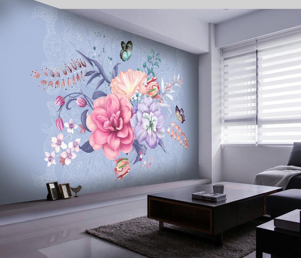 Custom wallpaper murals home decor embossed flowers butterfly silk mural 3d living room bedroom TV sofa 3d wallpaper