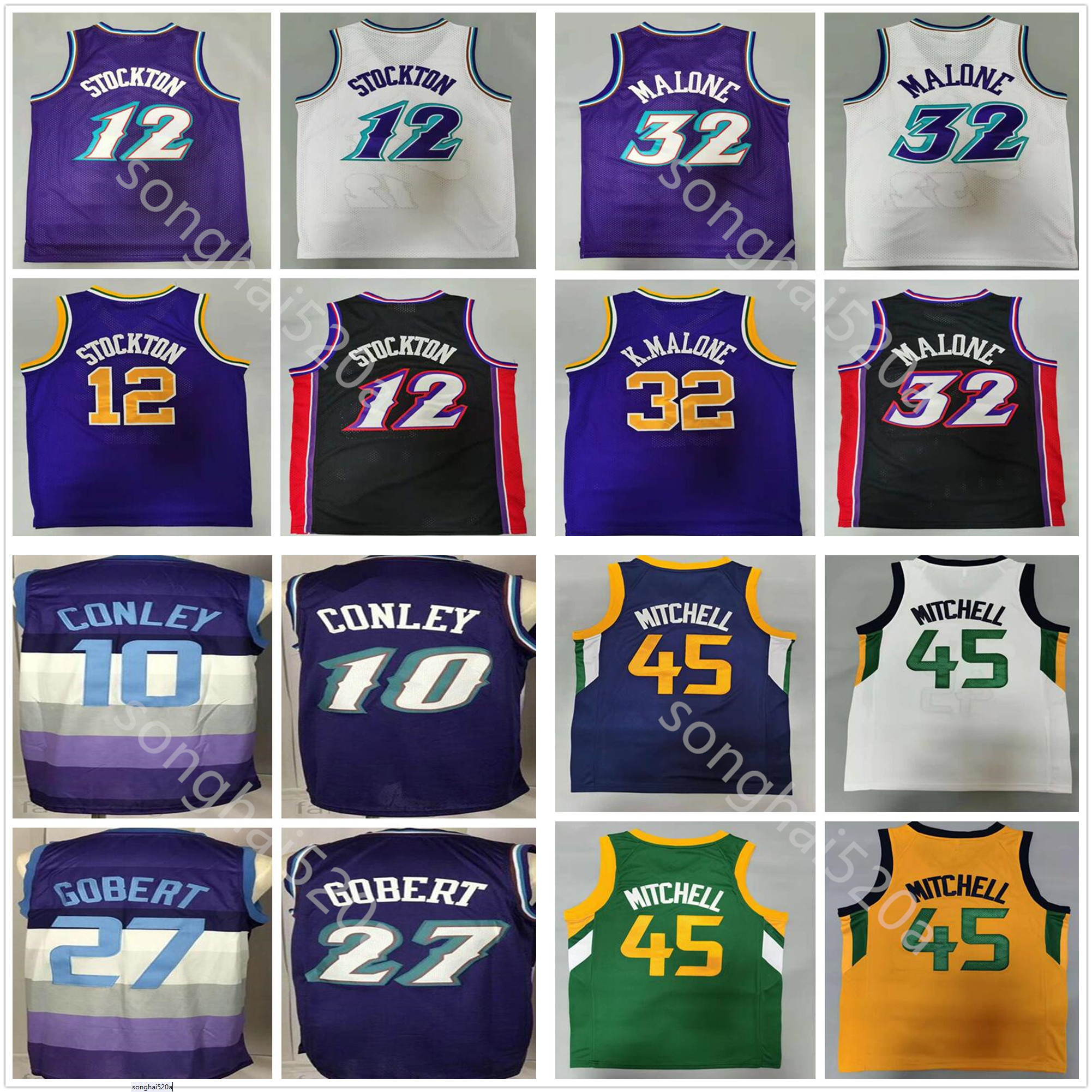 

Utah's jazz's Donovan 45 Mitchell Basketball Jerseys Men Rudy 27 Gobert Mike 10 Conley John 12 Stockton City Karl 32 Malone Carlos 30 Arroyo Nba's Jersey, Red