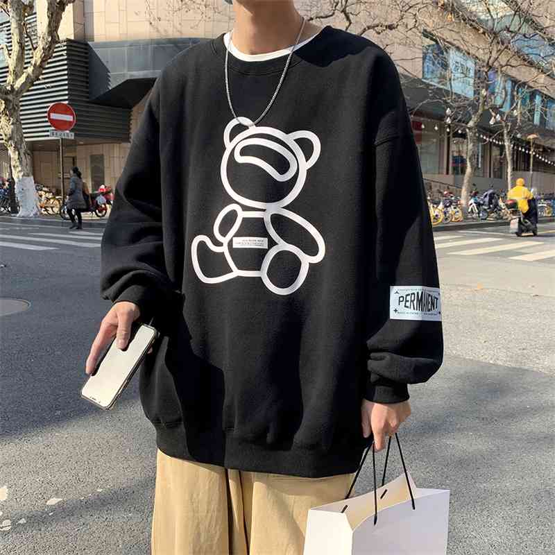 2021 spring ins youth large casual print round neck loose sweater men' coat trend, White
2021 spring ins youth large casual print round neck loose sweater men' coat trend, White