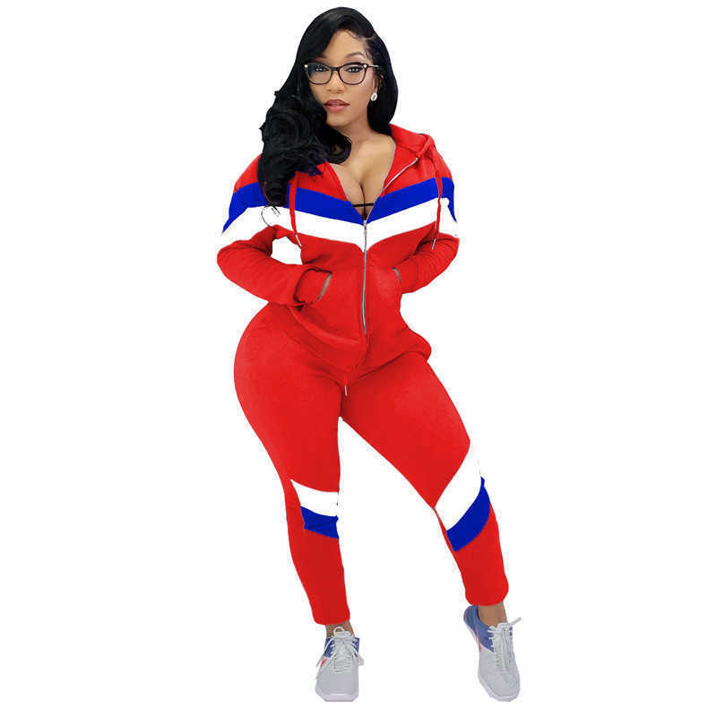 Women panelled 2 piece set fall winter clothing Cardigan Jacket pants sports suit hoodies leggings outfits outerwear bodysuits hot sell