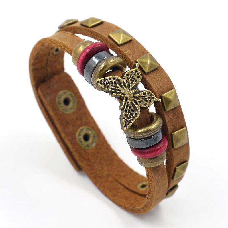 Charm Bracelets Retro Rivet Men's Punk Alloy Butterfly Leather Bracelet Jewelry 2021
Charm Bracelets Retro Rivet Men's Punk Alloy Butterfly Leather Bracelet Jewelry 2021