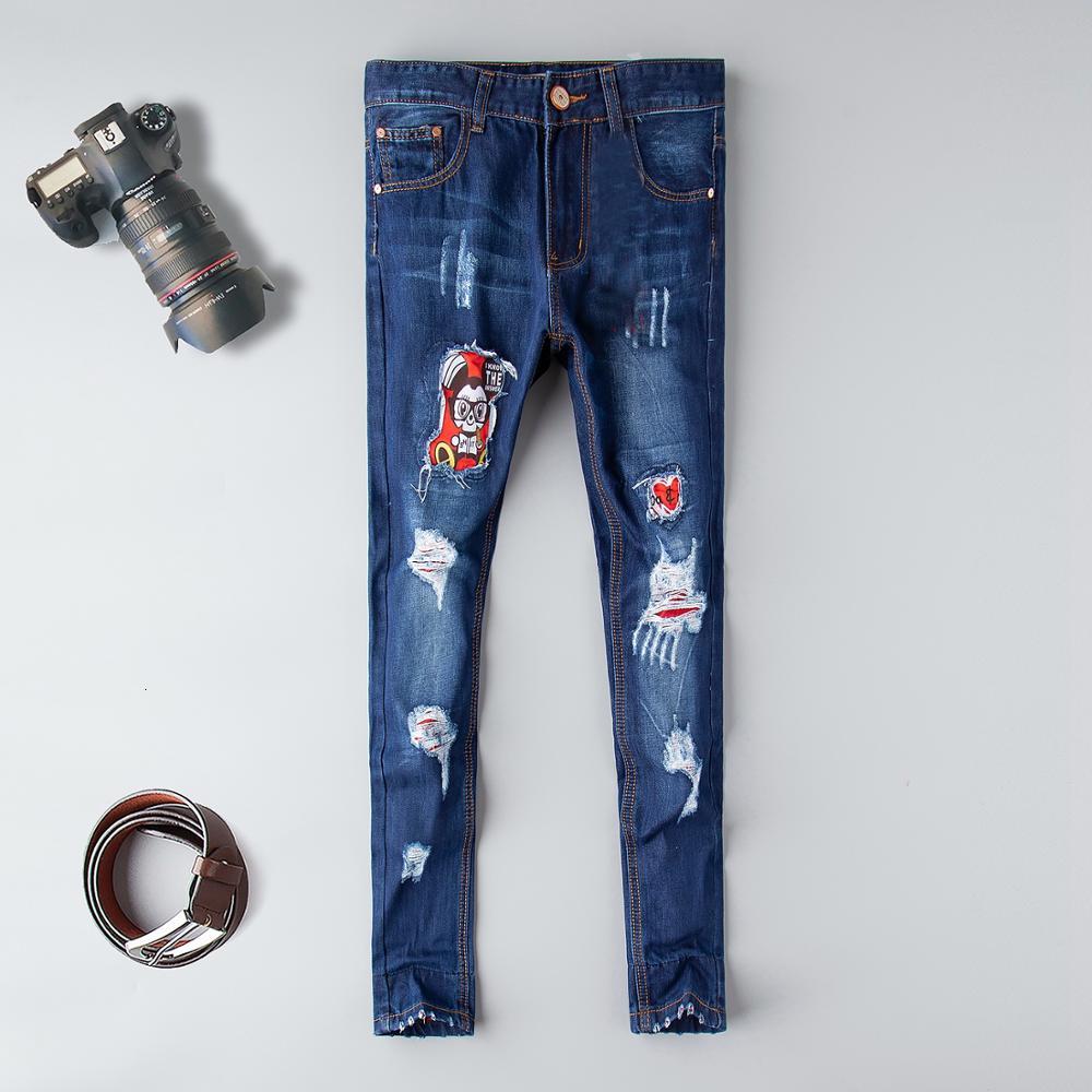 2021 New European Style Mens Ripped Black Hole Patchwork Long Trendy Distressed Denim Men Slim Fit Trousers R4ul, Blue
2021 New European Style Mens Ripped Black Hole Patchwork Long Trendy Distressed Denim Men Slim Fit Trousers R4ul, Blue
