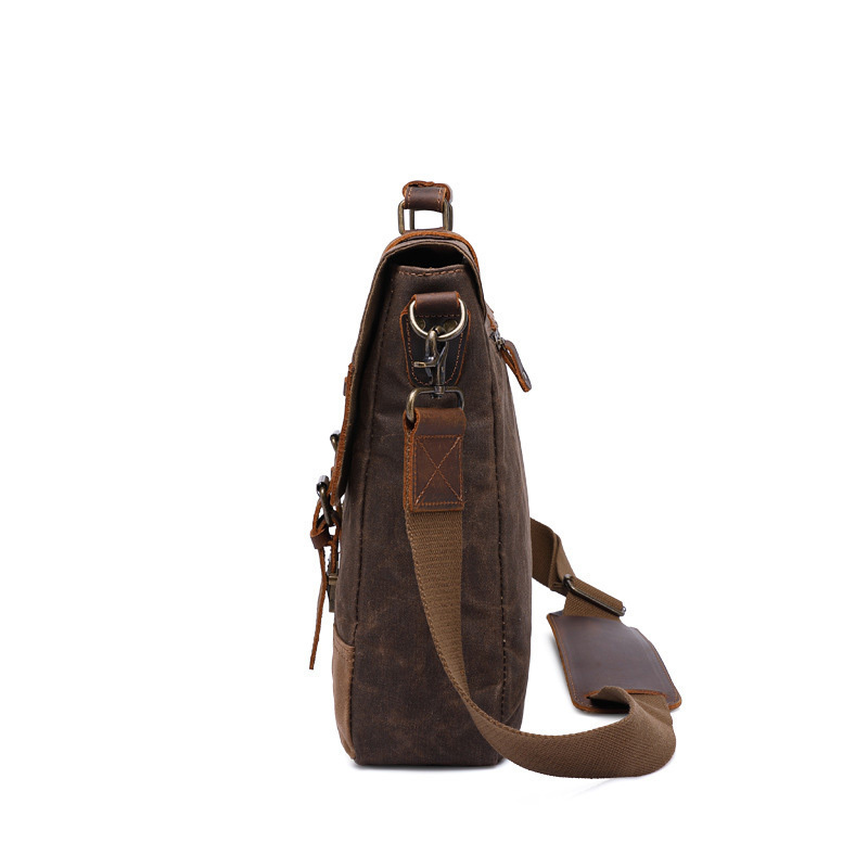 Vintage Men's Canvas Messenger Bag Horse Crazy Leather Man Soft s School Man's Lock Military Hangbags s 220216