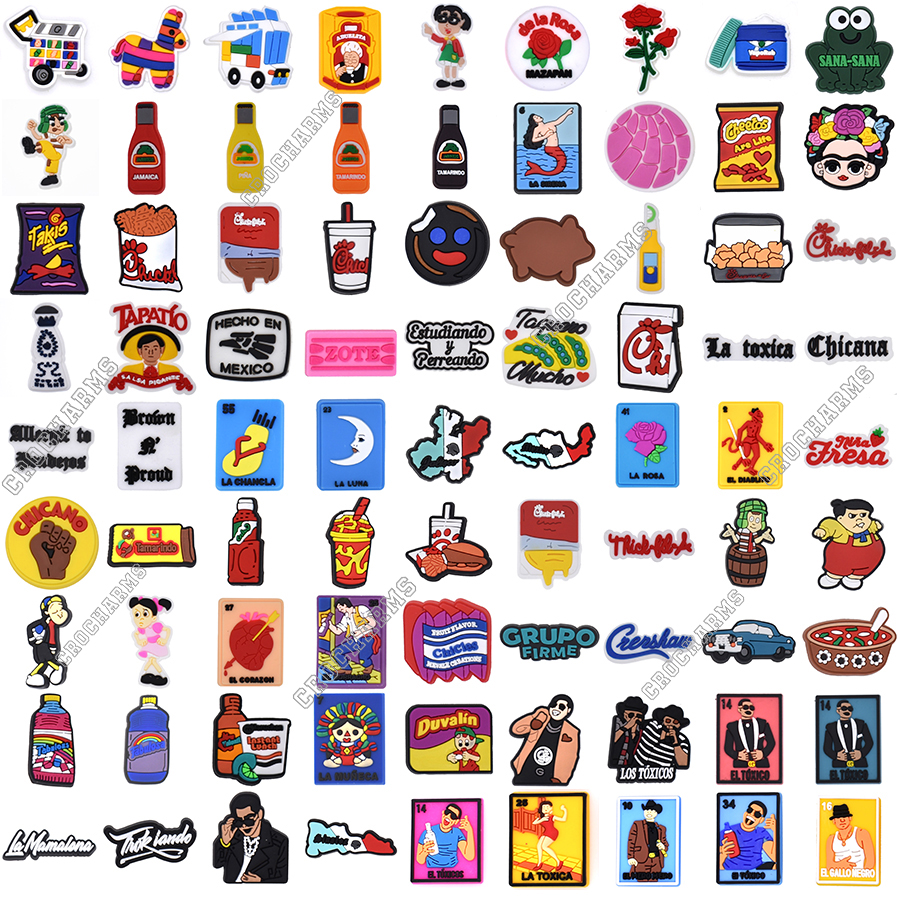 Wholesale Hispanic Mexican Inspired Croc Shoe Charms Gibbets Croc Pins Fit for Clog and Wristband Bracelet Decoration Kids Teen Adulty Party Gifts
Wholesale Hispanic Mexican Inspired Croc Shoe Charms Gibbets Croc Pins Fit for Clog and Wristband Bracelet Decoration Kids Teen Adulty Party Gifts