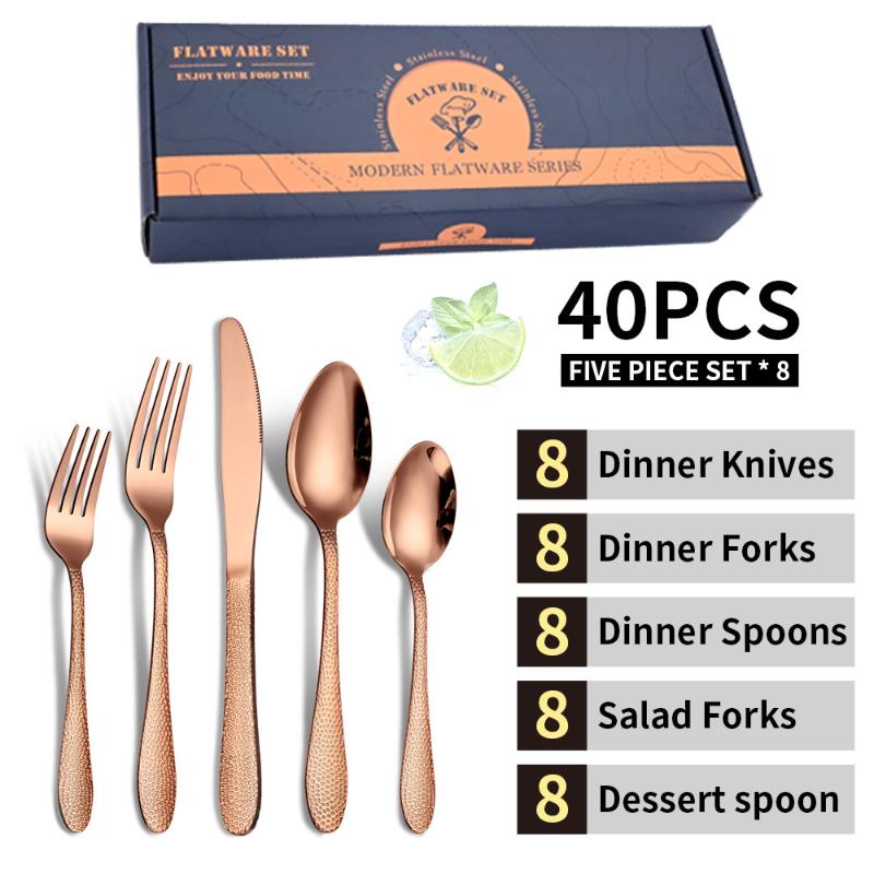 Dinnerware Sets Western Cutlery Set 40 Piece Tableware Stainless Steel Rose Spoon Fork Knife Dinner Complete Home Flatware
Dinnerware Sets Western Cutlery Set 40 Piece Tableware Stainless Steel Rose Spoon Fork Knife Dinner Complete Home Flatware