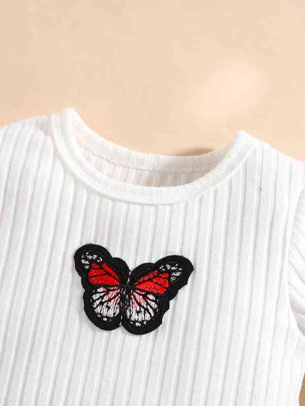 Baby Butterfly Patched Tee & Plaid Pleated Skirt SHE