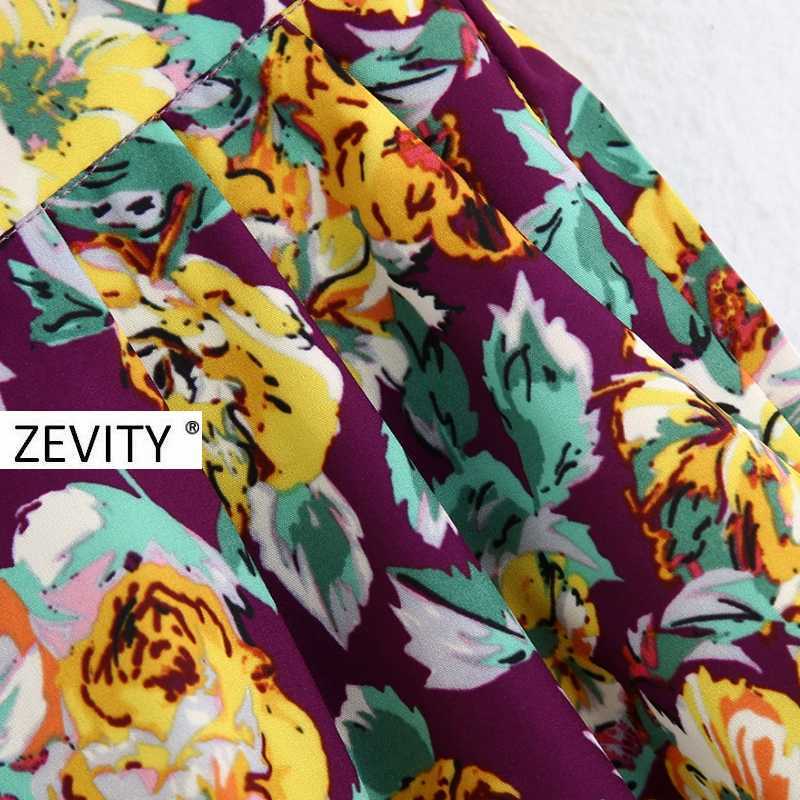 Zevity women fashion tropical flower printing casual Bermuda Shorts lady elastic waist chic shorts pantalone cortos P911 210603