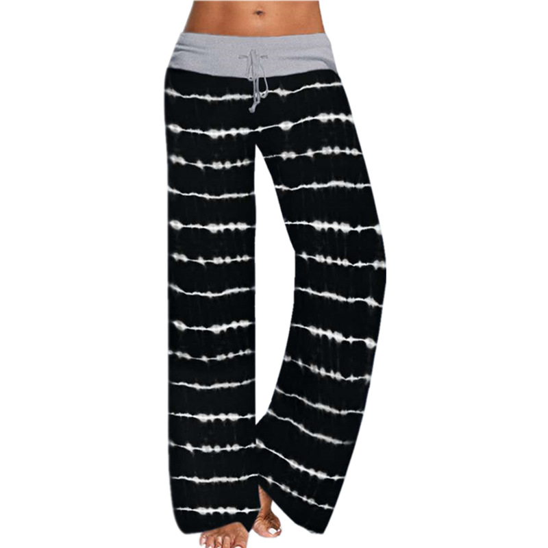 2021 Pants style women's loose tie-dye printed yoga wide-leg sports trousers
