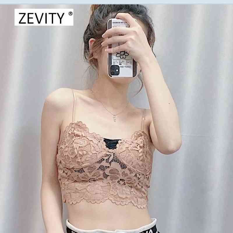 Women sexy hollow out lace Camisole ladies inner wear style spaghetti strap short camis tank tops sling crop tops T683 210625