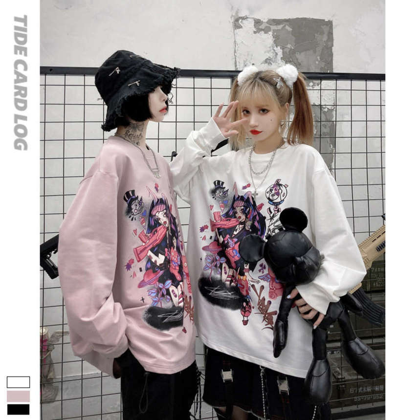 Spring and summer new round neck Pullover long sleeve loose sweater animation cartoon printing two-dimensional top trend, Black
Spring and summer new round neck Pullover long sleeve loose sweater animation cartoon printing two-dimensional top trend, Black