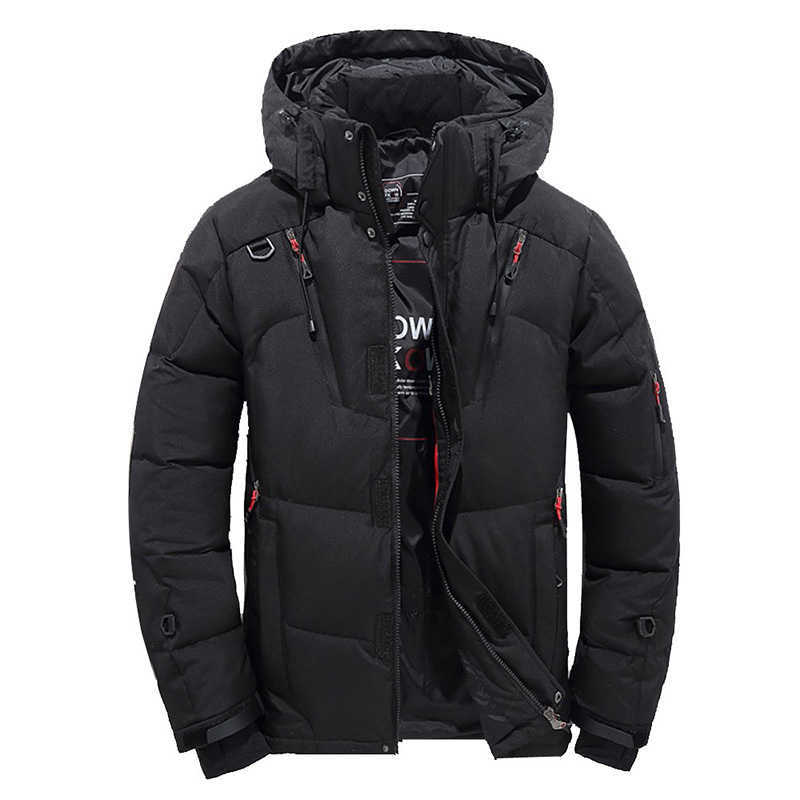 Men's Winter White Duck Down Jacket Oversize Padded Parkas Hooded Outdoor Thick Warm Snow Outwear Coats Plus Size 4XL 211014
