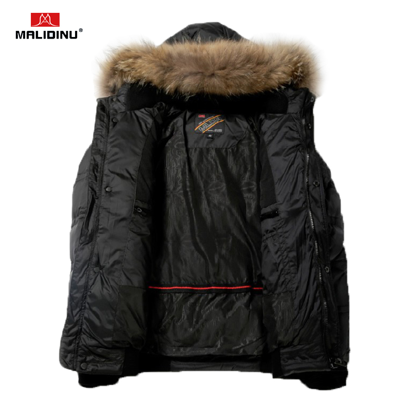 MALIDINU Men Down Jacket Winter Down Coat Thick Warm Winter Jacket Men Real Raccoon Fur Duck Down Jackets Men Wear Coats 201225