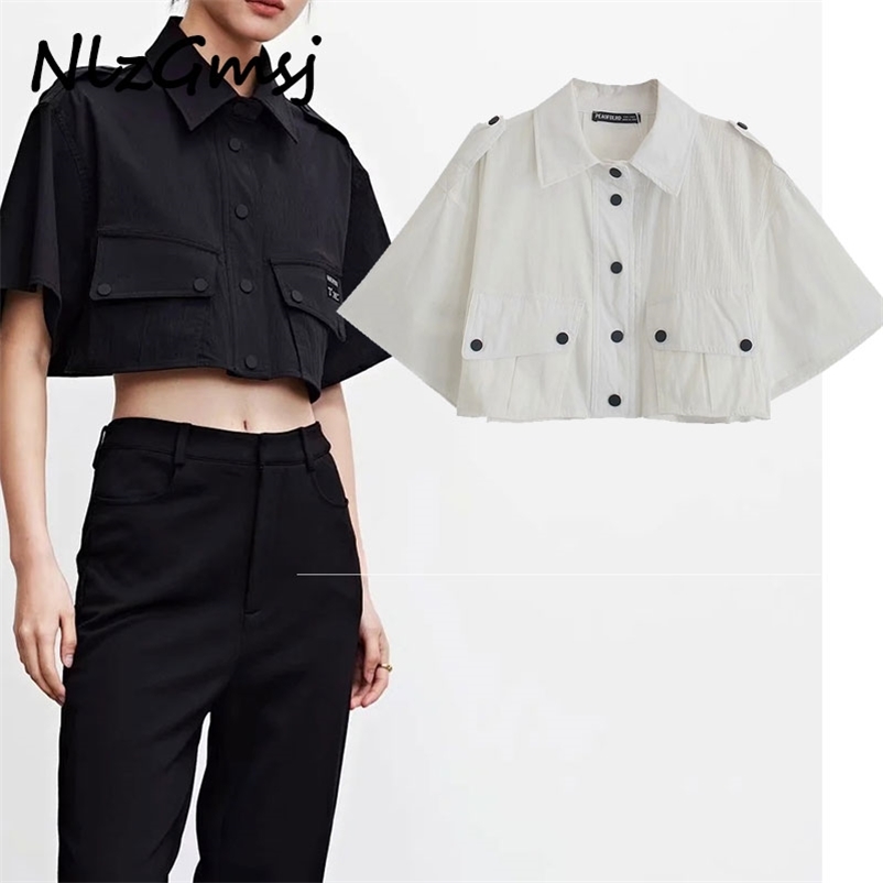 Blouse Women Crop Solid Shirt Short Sleeve Summer Chic Female High Street Cardigan Tops 03 210628, As picture
Blouse Women Crop Solid Shirt Short Sleeve Summer Chic Female High Street Cardigan Tops 03 210628, As picture