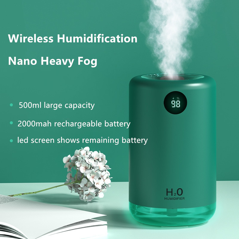 500ML Large Capacity Ultrasonic Humidifier 2000mAh Battery Portable USB Air Aroma Diffuser Humidifiers with Light LED Display
500ML Large Capacity Ultrasonic Humidifier 2000mAh Battery Portable USB Air Aroma Diffuser Humidifiers with Light LED Display