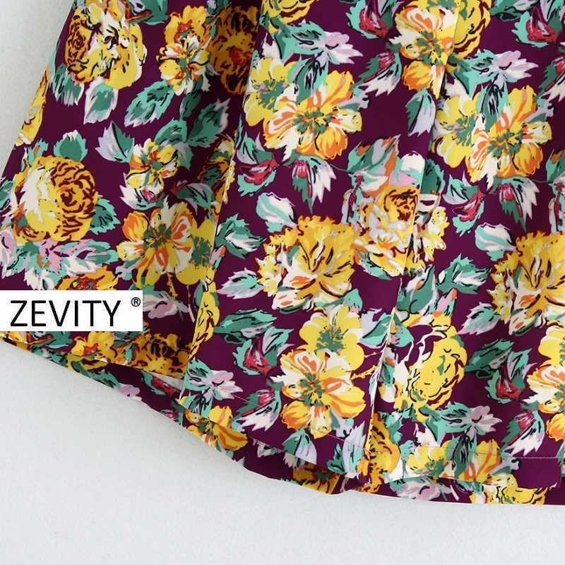 Zevity women fashion tropical flower printing casual Bermuda Shorts lady elastic waist chic shorts pantalone cortos P911 210603
