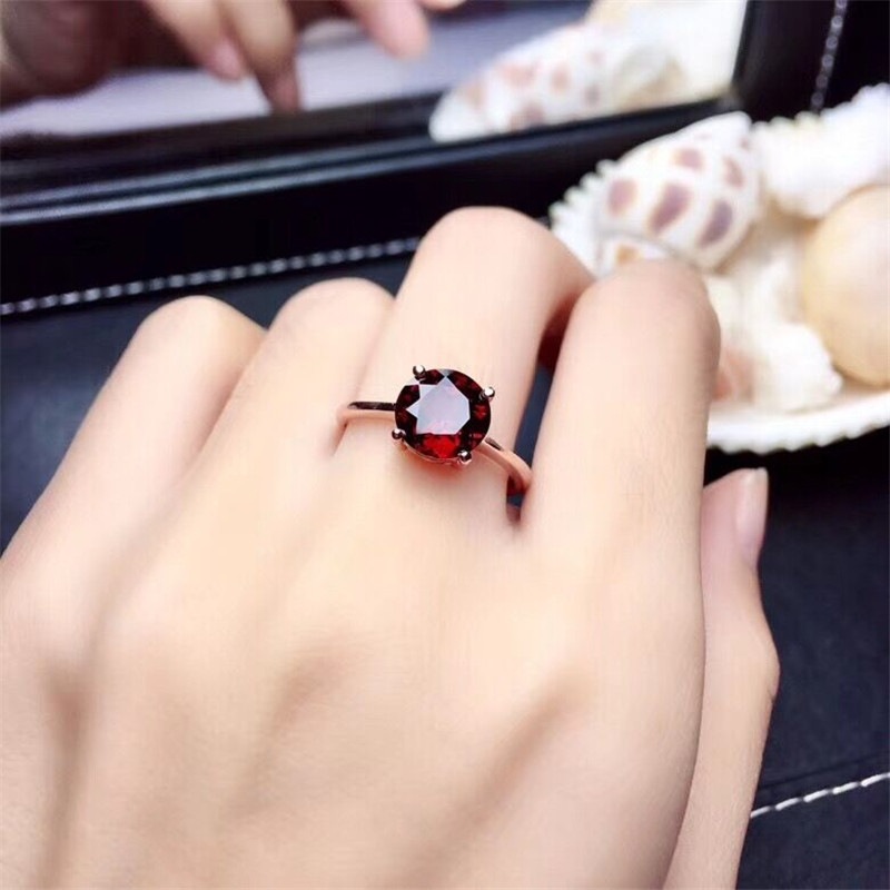 Round cut 2ct Lab Garnet Promise ring 925 Sterling silver Engagement Wedding Band Rings for women Bridal Fine Jewelry