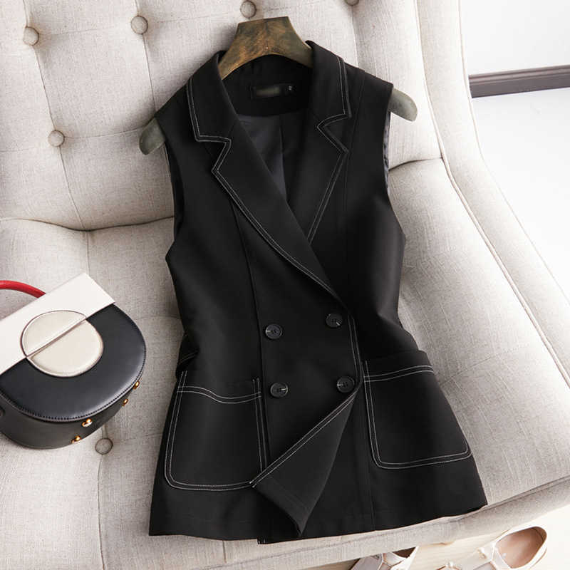 Autumn plus size women' fashion elegant ladies blazer double breasted women sleeveless jacket vest high quality 210527, Black
Autumn plus size women' fashion elegant ladies blazer double breasted women sleeveless jacket vest high quality 210527, Black