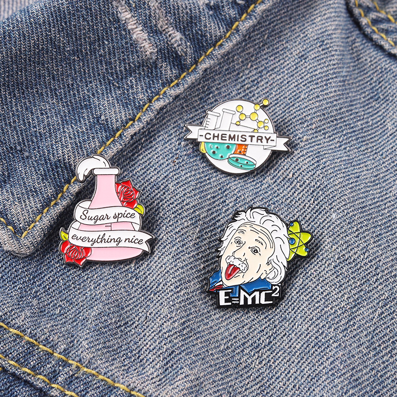 European Chemical Experiment Series Letters Brooches Cartoon Flowers Test Tube Alloy Lapel Pins Einstein Model Paint Backpack Hat Clothes Badge Accessories
European Chemical Experiment Series Letters Brooches Cartoon Flowers Test Tube Alloy Lapel Pins Einstein Model Paint Backpack Hat Clothes Badge Accessories