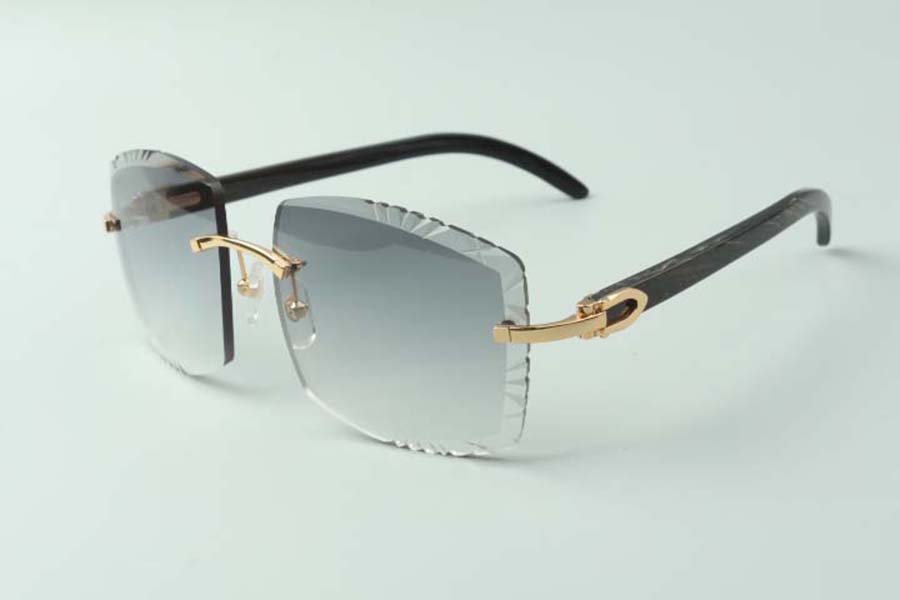 style high-end designers sunglasses 3524022, cutting lens natural black textured buffalo horns glasses, size: 58-18-140mm