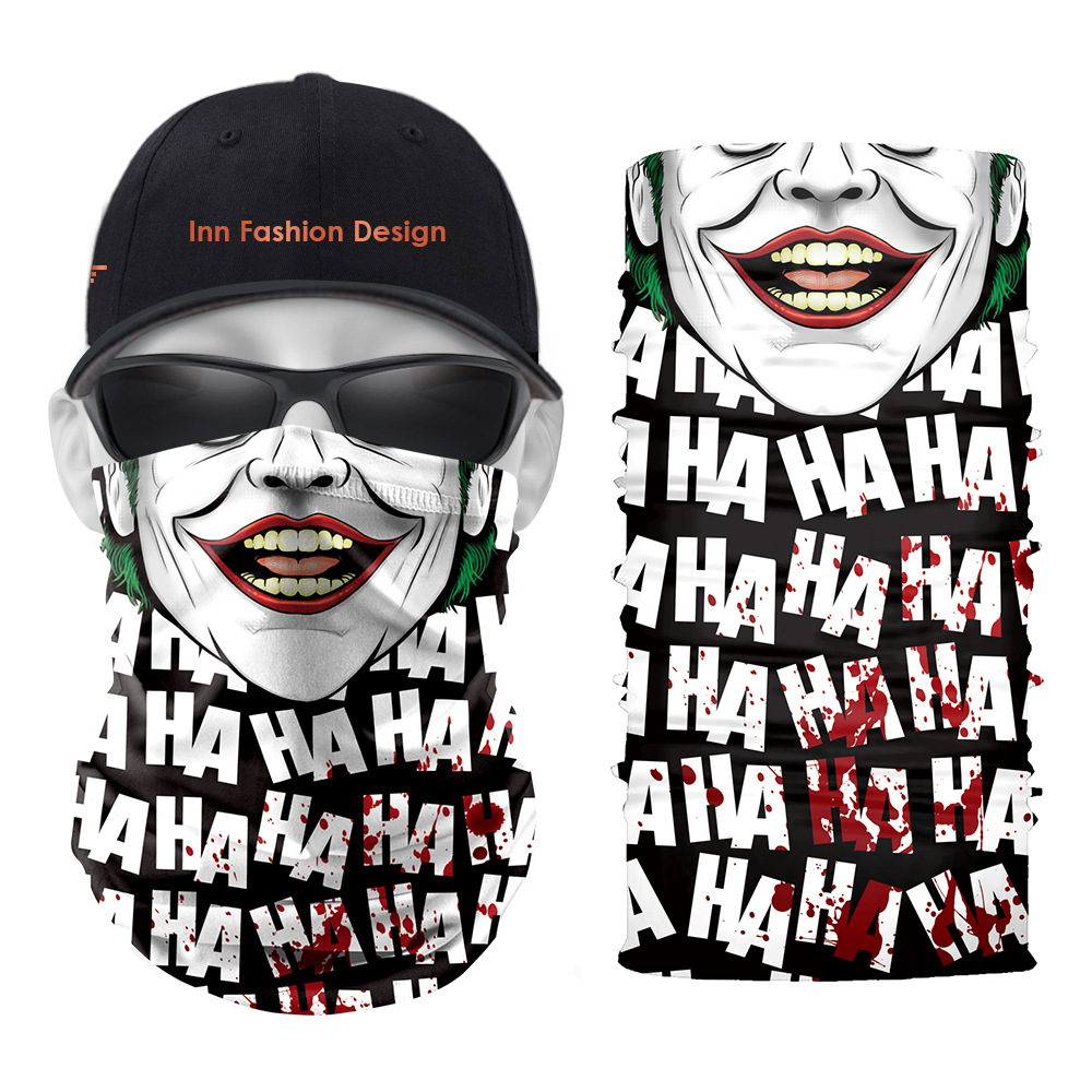 Clown Pattern Printed Magic Scarf 5 Pieces Per Package High Quality Comfortable Fashion Riding Sunscreen Seamless Wweat Absorption High Elasticity