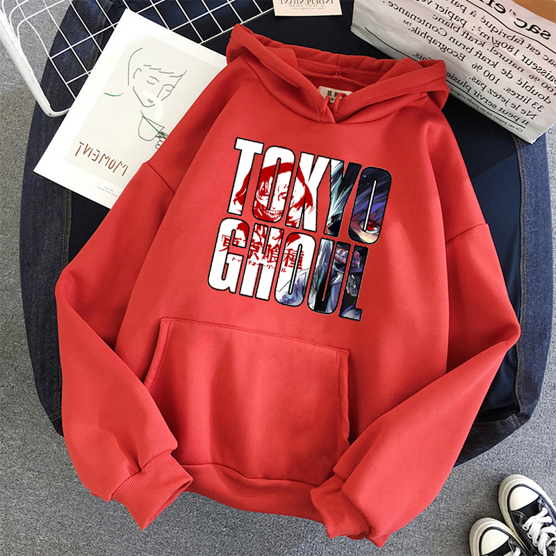 tokyo ghoul Hoodie letter print Hooded Top Women Sweatshirt Long-sleeved Anime Autumn student basic Casual Hooded Streetwear 201217