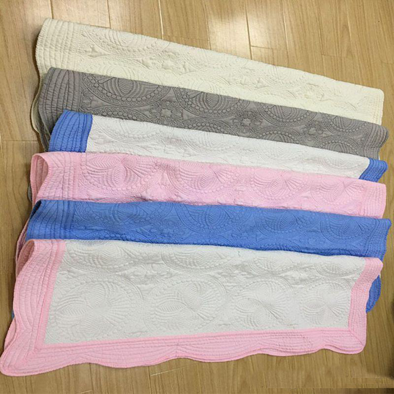 Wholesale Blanks Heirloom Infant Quilts Cotton Baby Blankets quilted Navy White Ruffle Minky Toddle BabyS Gift Newborn Swaddle Blanket 50PCS WLL1075