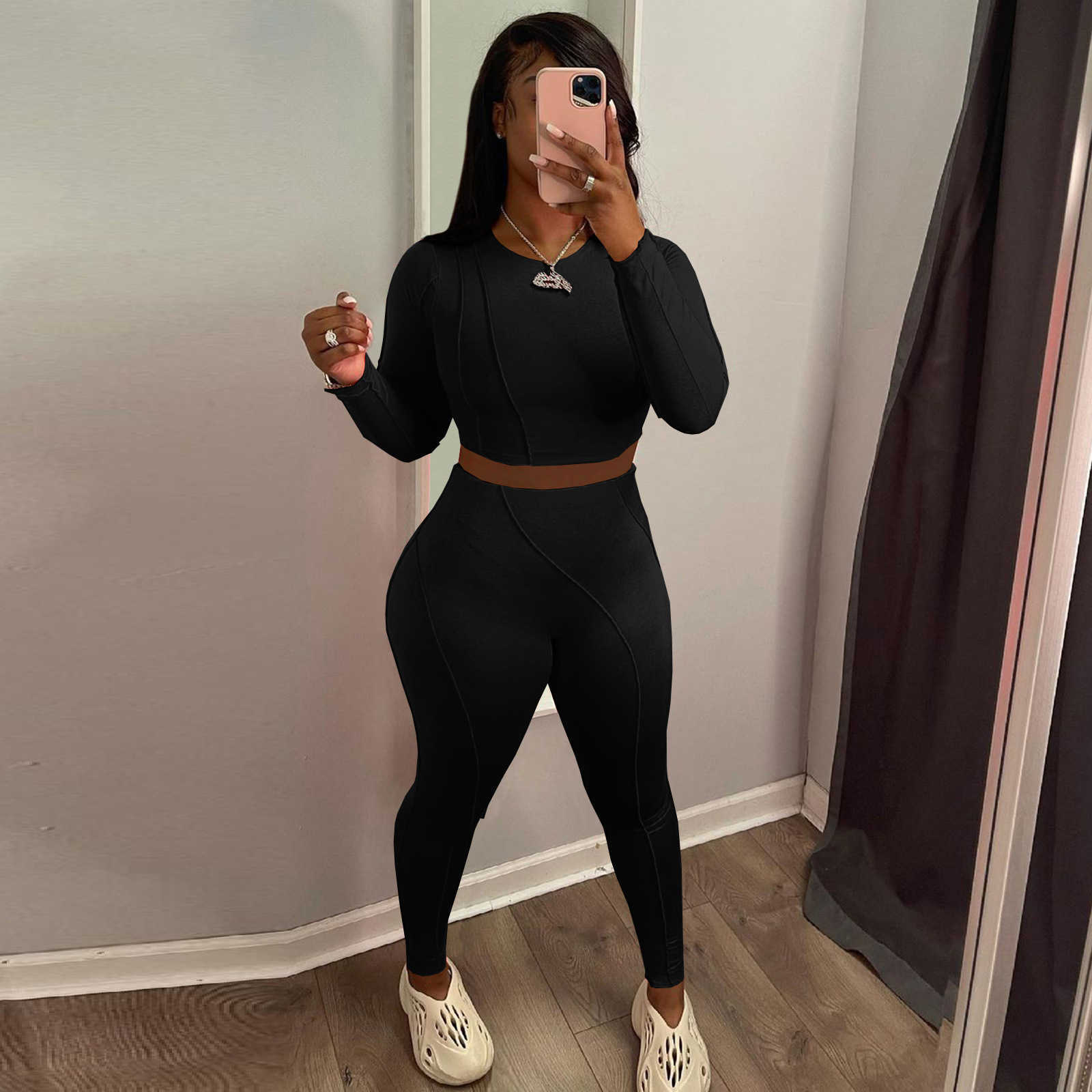 Women's Clothing Women's Two Piece Sets Designers Women Clothes 2023 autumn and winter personalized design sense Department sports bottomed 