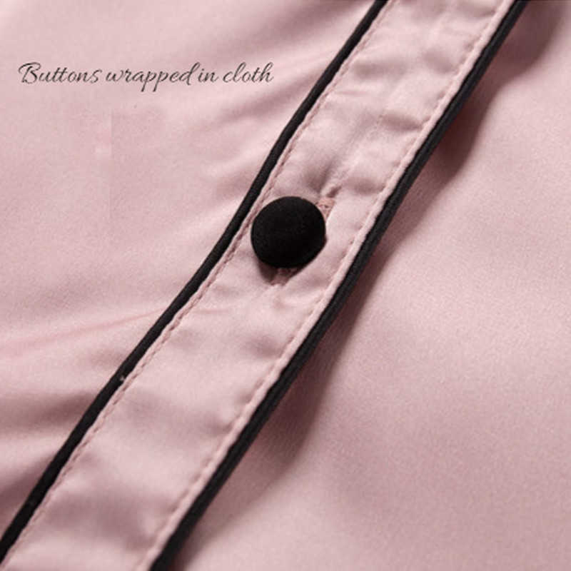 Silk Pajamas for Women Home Suit Heart Embroidered Pyjamas Pj Set Satin Nightwear Sleepwear Pijama Verano Mujer 210924