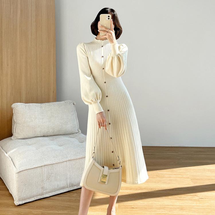 Casual Dresses 2021 Autumn/winter Half High Collar Mid-length Knee-length Sweater Skirt Bubble Sleeve With Knitted Dress Women, Black;gray
Casual Dresses 2021 Autumn/winter Half High Collar Mid-length Knee-length Sweater Skirt Bubble Sleeve With Knitted Dress Women, Black;gray