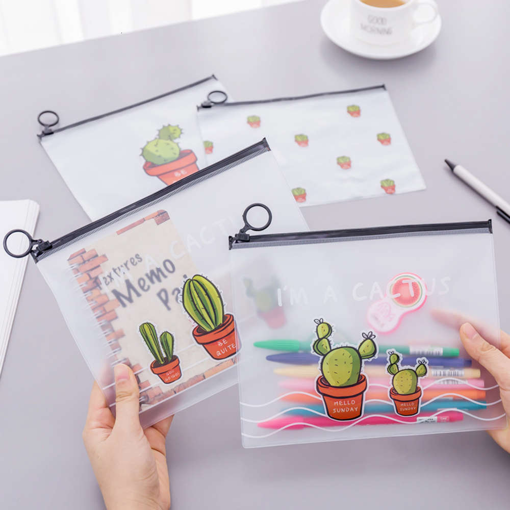 Transparent Cactus Pen Bag Cartoon Frosted Ring Cute Girl Heart Storage File Primary School Student 
Transparent Cactus Pen Bag Cartoon Frosted Ring Cute Girl Heart Storage File Primary School Student