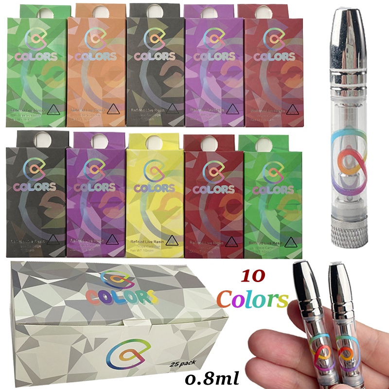 Colors Vape Cartridges Carts 0.8ml Atomizers 510 Thread 10 Color Boxes Packaging With Sticker Thick Oil Cart Empty Vapes Pen Round Metal Tip Vaporizer E Cigarette
Colors Vape Cartridges Carts 0.8ml Atomizers 510 Thread 10 Color Boxes Packaging With Sticker Thick Oil Cart Empty Vapes Pen Round Metal Tip Vaporizer E Cigarette