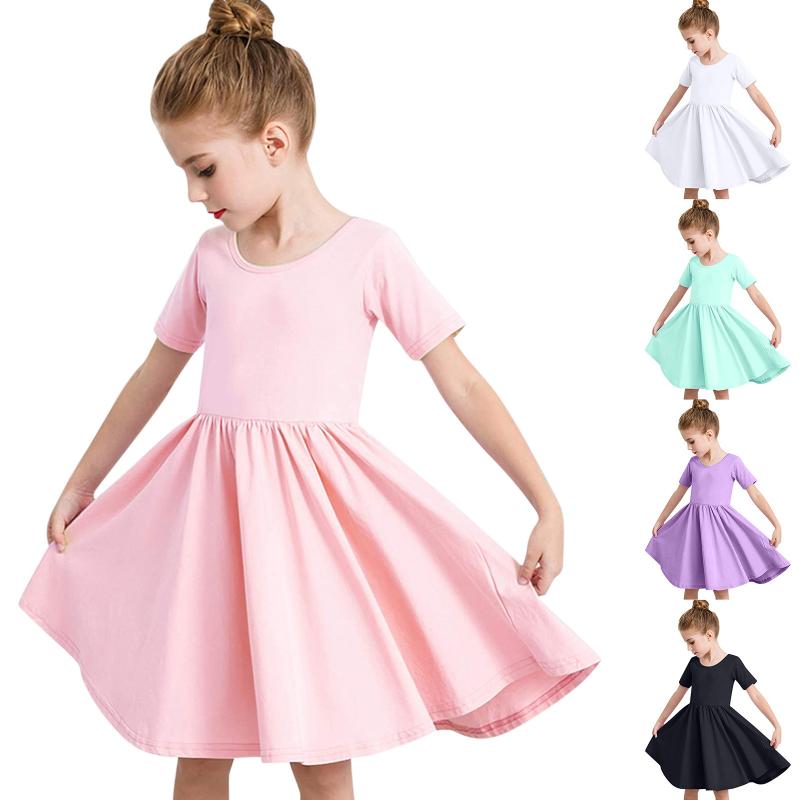 Girl's Dresses Girls Short Sleeve Solid Color Dress Stylish Cotton Blend Princess A-Line Casual Party Vestidos, Wh
Girl's Dresses Girls Short Sleeve Solid Color Dress Stylish Cotton Blend Princess A-Line Casual Party Vestidos, Wh