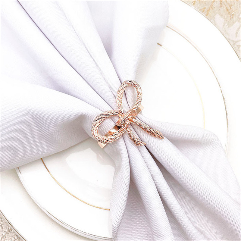 Bow Table Napkin Holder Rings Gold Silver Copper