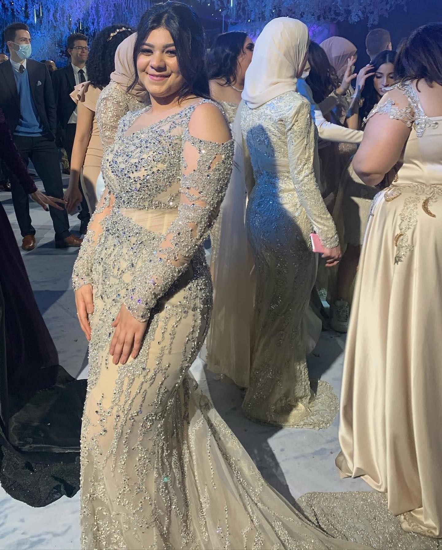 Aso Ebi 2021 Arabic Luxurious Beaded Crystals Evening Dresses Sheer Neck Prom Dresses Mermaid Formal Party Second Reception Gowns ZJ367