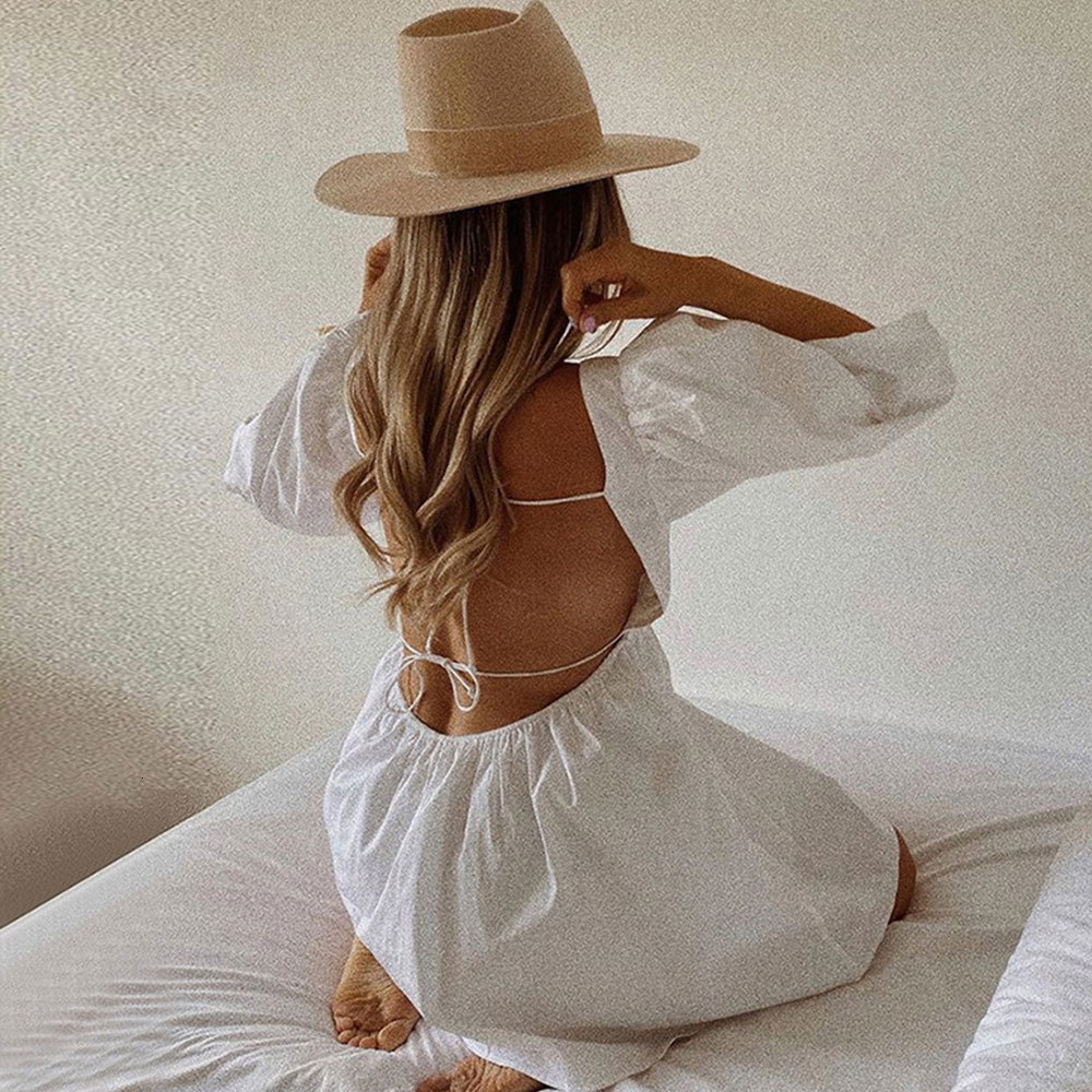 2021 New Elegant White a Line Women Summer Short Sleeve Backless Lace Up Mini Casual Party Beach B0ve
2021 New Elegant White a Line Women Summer Short Sleeve Backless Lace Up Mini Casual Party Beach B0ve
