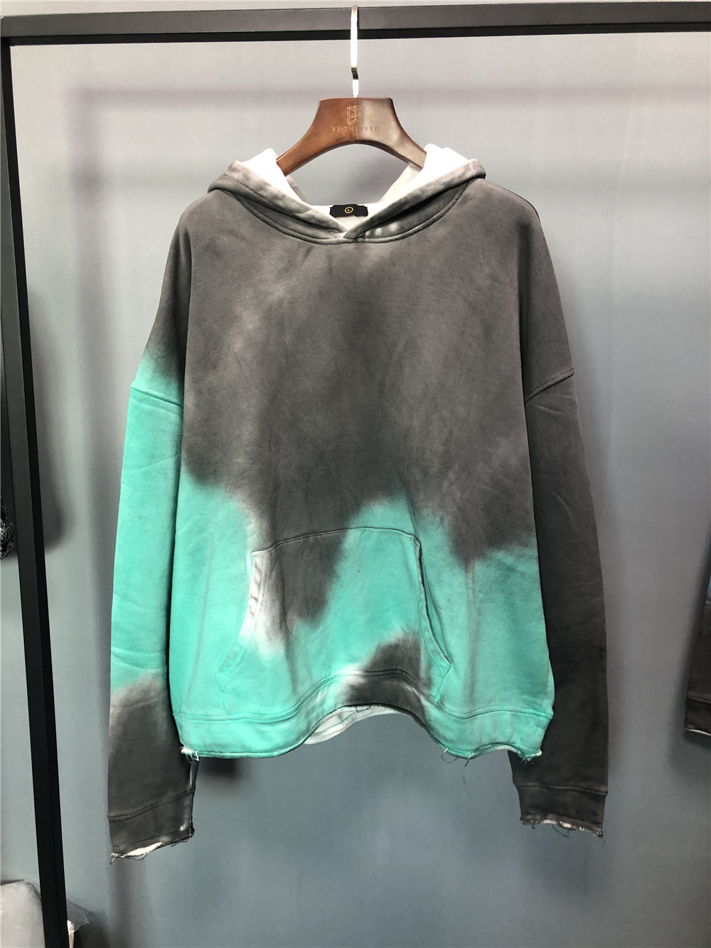 Mens Tie-dye Print Hip Hop Hoodie Sweatshirt Color Blocks Hoodie Streetwear Autumn Washed Hooded Pullover Cotton Outwear 201020