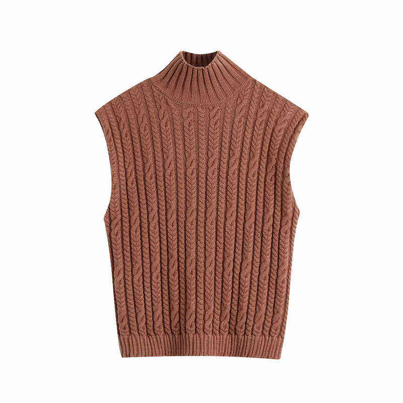 Evfer Women Autumn Casual Coffee Color Knitted Pullover Vest Female Elegant Sleeveless Turtleneck Sweaters Ladies Knitwear Chic Y1110
Evfer Women Autumn Casual Coffee Color Knitted Pullover Vest Female Elegant Sleeveless Turtleneck Sweaters Ladies Knitwear Chic Y1110