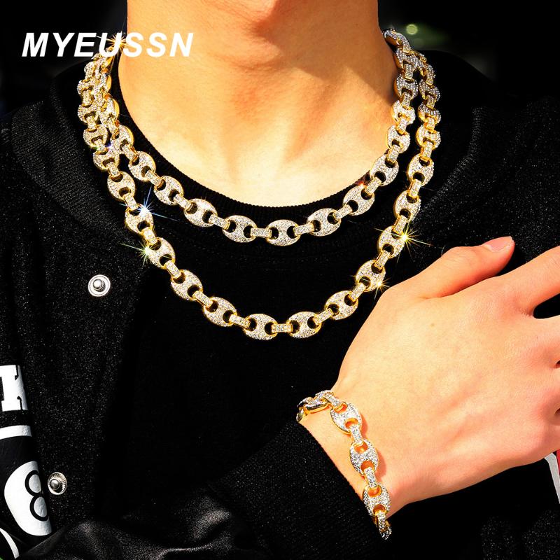 Chains 13MM Cuban Link Chain Pig Nose Necklace Men's Iced Out CZ Gold Hip Hop Rock Jewelry Set Gift
Chains 13MM Cuban Link Chain Pig Nose Necklace Men's Iced Out CZ Gold Hip Hop Rock Jewelry Set Gift