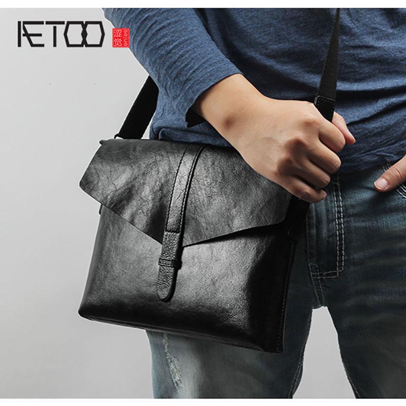 HBP AETOO Genuine Leather Handbag Man Envelope Bag Fashion Casual Head Layer Cowhide Business Men's Shoulder Bag