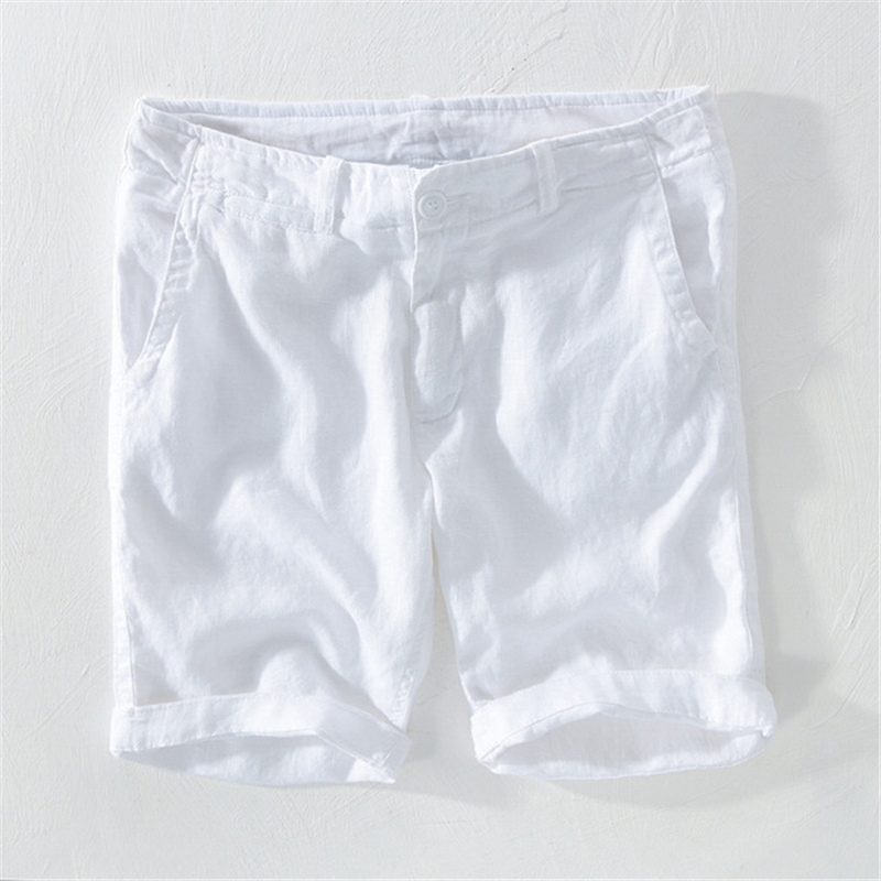 6 color summer men's Linen shorts solid beach pants loose youth casual 5point pants Short Trousers Men Bermuda 2938 T200512