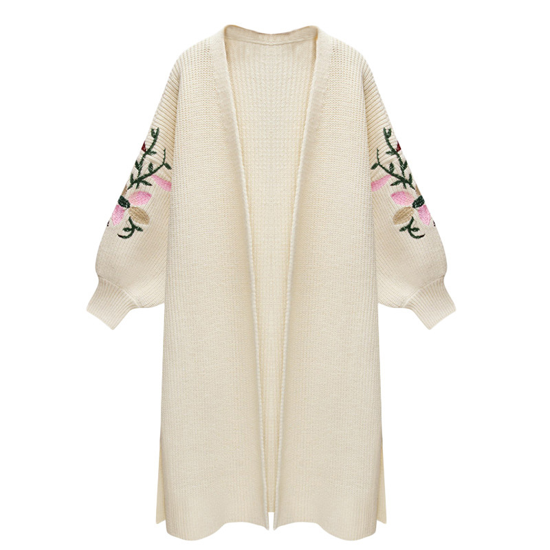 New Style for Autumn and Winter Women's Knitted Cardigan Women's Loose Long Embroidered Sweater Women sweaters 210218