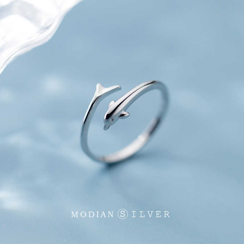 Cute Dolphin Open Adjustable Sterling Silver 925 Ring for Women Fashion Animal Fine Jewelry Girl Gift 210707
Cute Dolphin Open Adjustable Sterling Silver 925 Ring for Women Fashion Animal Fine Jewelry Girl Gift 210707