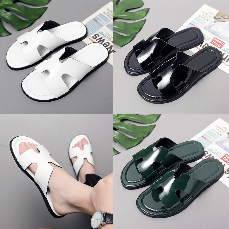 Luxury Genuine Leather slipper Men H Brand designer Rubber Slides Beach Flat Sandals Shiny Slippers Black white green outdoor indoor Flip Fl
Luxury Genuine Leather slipper Men H Brand designer Rubber Slides Beach Flat Sandals Shiny Slippers Black white green outdoor indoor Flip Fl