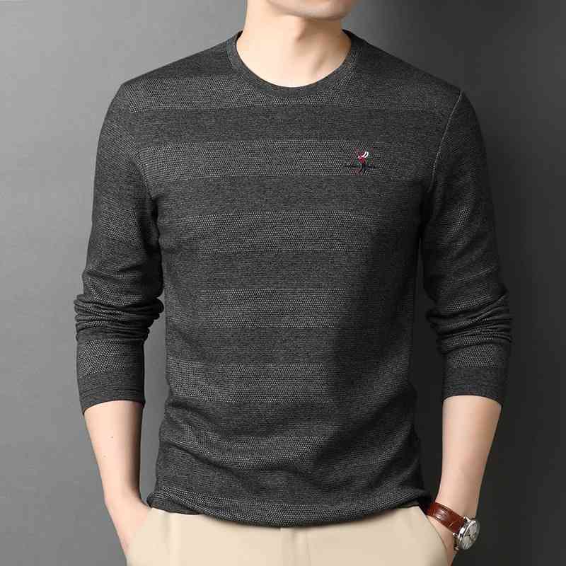 Taobo 2021 autumn new men's long sleeve round neck striped T-shirt leisure simple Pullover middle-aged top, Black
Taobo 2021 autumn new men's long sleeve round neck striped T-shirt leisure simple Pullover middle-aged top, Black