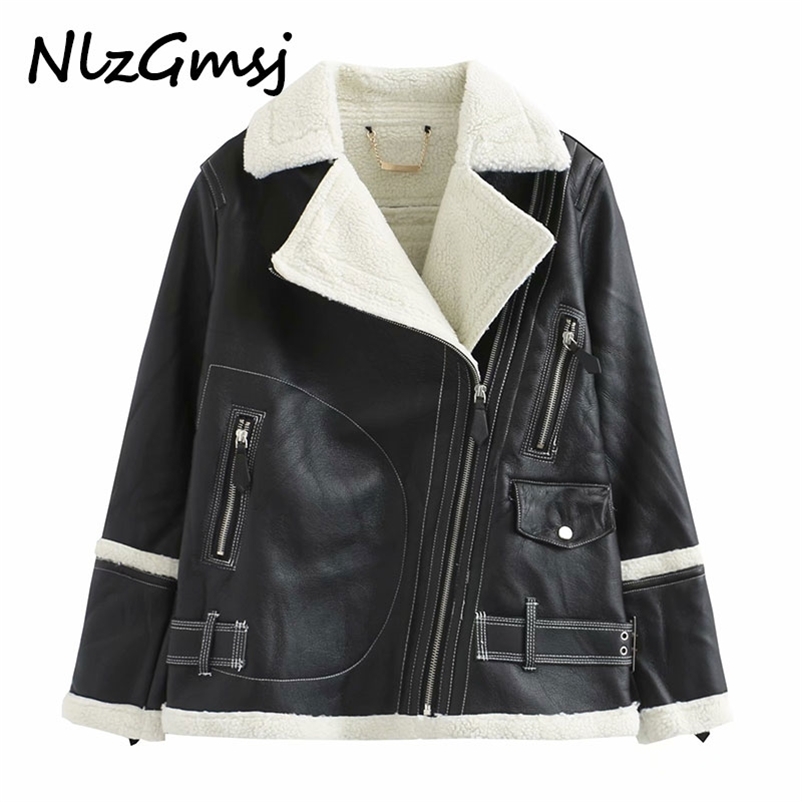Jacket Women Winter Autumn Lady Patchwork Lamb Wool Warm Jackets Outwear Stylish Turn-Down Collar Leather Coats 210628, As picture
Jacket Women Winter Autumn Lady Patchwork Lamb Wool Warm Jackets Outwear Stylish Turn-Down Collar Leather Coats 210628, As picture