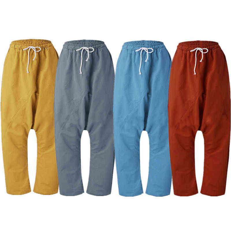 Women Harem Pants Trousers Boho Mid Waist Solid Check Baggy Wide Leg Casual s 211115