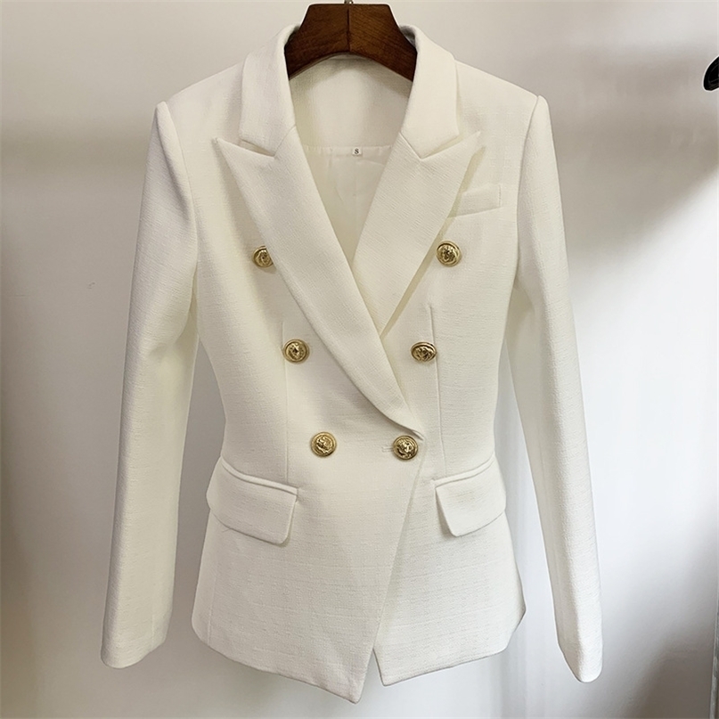Cotton Linen Blazer Women Jackets Coat Blue Black White Mint Green Double Breasted Work Business Women's Blazers High Quality 211122