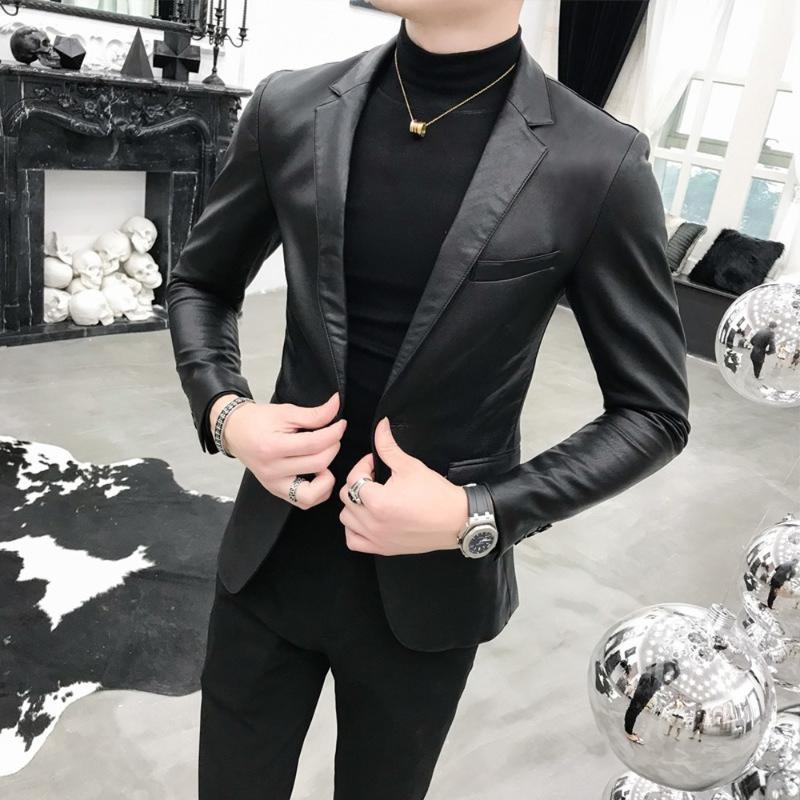Men's Leather Faux Leather Mens Real Leather Crocodile Pattern Blazer Jacket Slim Fit Casual Coat Plus Size Black 2024 Outwear S25144